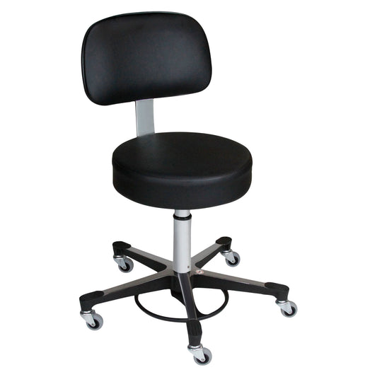 Deluxe Foot Operated Pneumatic Exam Stool, Black, Leg, Aluminum Base (5)