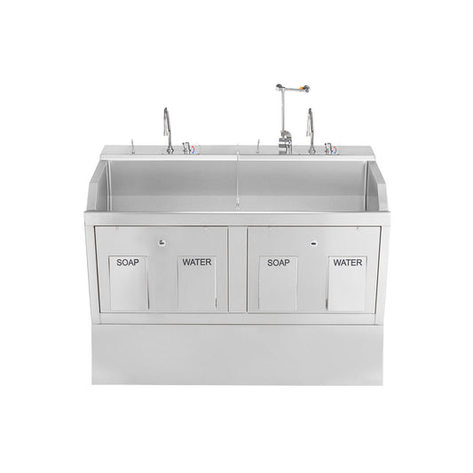 Lodi Scrub Sink, Place, Pedestal Mounted, Knee Action Control, Infrared Water Control, Eyewash, Digital Timer (2)