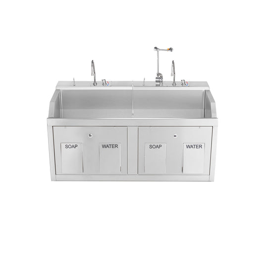 Lodi Scrub Sink, Place, Wall Mounted, Knee Action Control, Soap Dispenser, Infrared Water Control, Eyewash, Digital Timer (2)