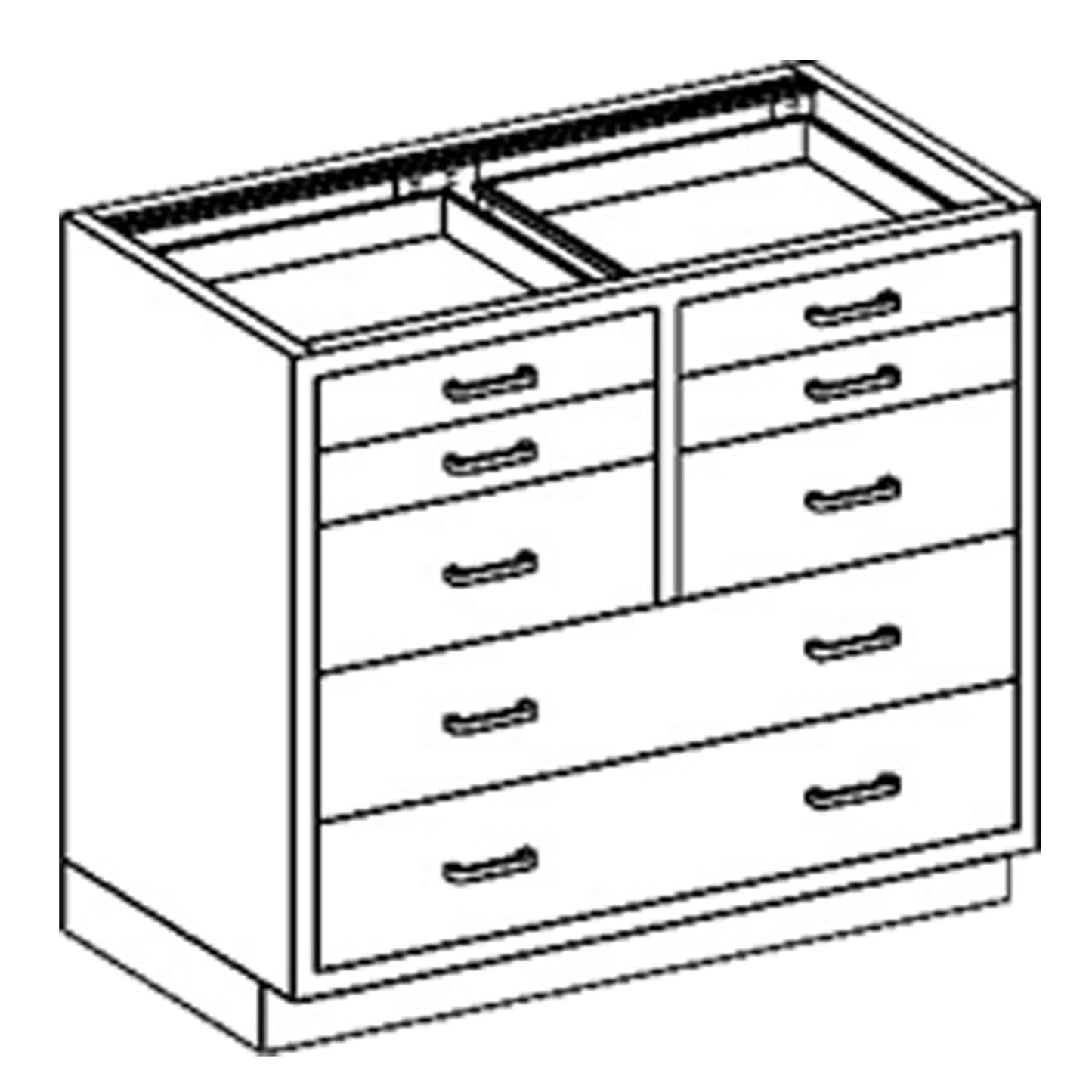 Base Cabinet 35"W x 35 3/4"H x 22"D, 1/8-1/2 Drawers, 35" Over (4)