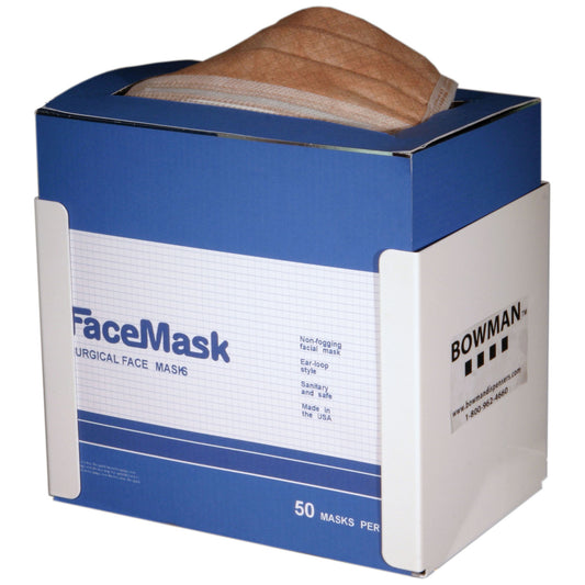 Face Mask Dispenser, Tie Style, Holds One Box of Tie Style Face Masks, Keyholes For Wall Mounting, White Powder Coated Metal, 8"W x 6"H x 5¼"D (Made in USA)