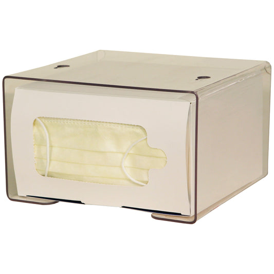 Face Mask Dispenser, Earloop Style, Holds One Box of Earloop Style Face Masks, Two Sets Keyholes For Dual Position Wall Mounting, Clear PETG Plastic, 8 1/8"W x 7¾"H x 4 15/16"D (Made in USA)