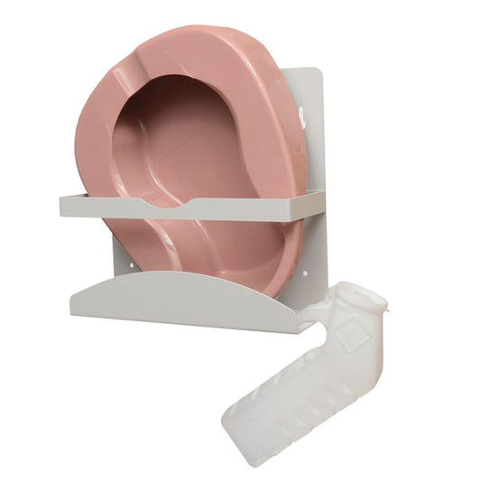 Bedpan/ Urinal Dispenser, Holds Standard Size Bedpans, Urinals & Specimen Collection Containers, Keyholes For Wall Mounting, Quartz Powder Coated Aluminum, 12 5/16"W x 12"H x 4 11/16"D (Made in USA)