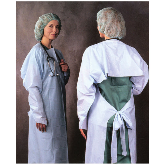Embossed Polyethylene Gown, Thumbhook Stirrups, Individually Wrapped, Meets AAMI Level 3, Blue, 15/bg, 5 bg/cs