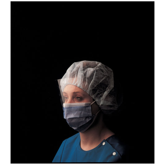 Fluid Resistant Mask, Full Wraparound Face Shield, Blue, 99% Eff., 100/cs