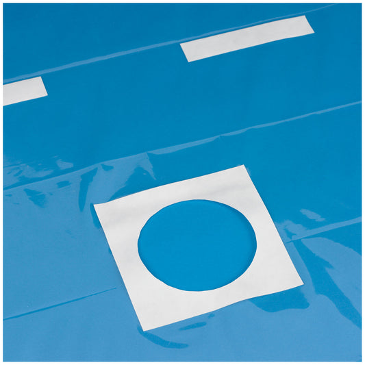 Drape, 24" x 30", Clear Plastic, 4" Fenestration, Adhesive Patch, Adhesive Strips, Sterile, 100/cs