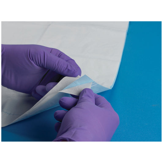 Towel, Non-Sterile, Nonfenestrated, Autoclavable: Polypropylene Film Center, Blue/ White, Bulk Packed 500/cs