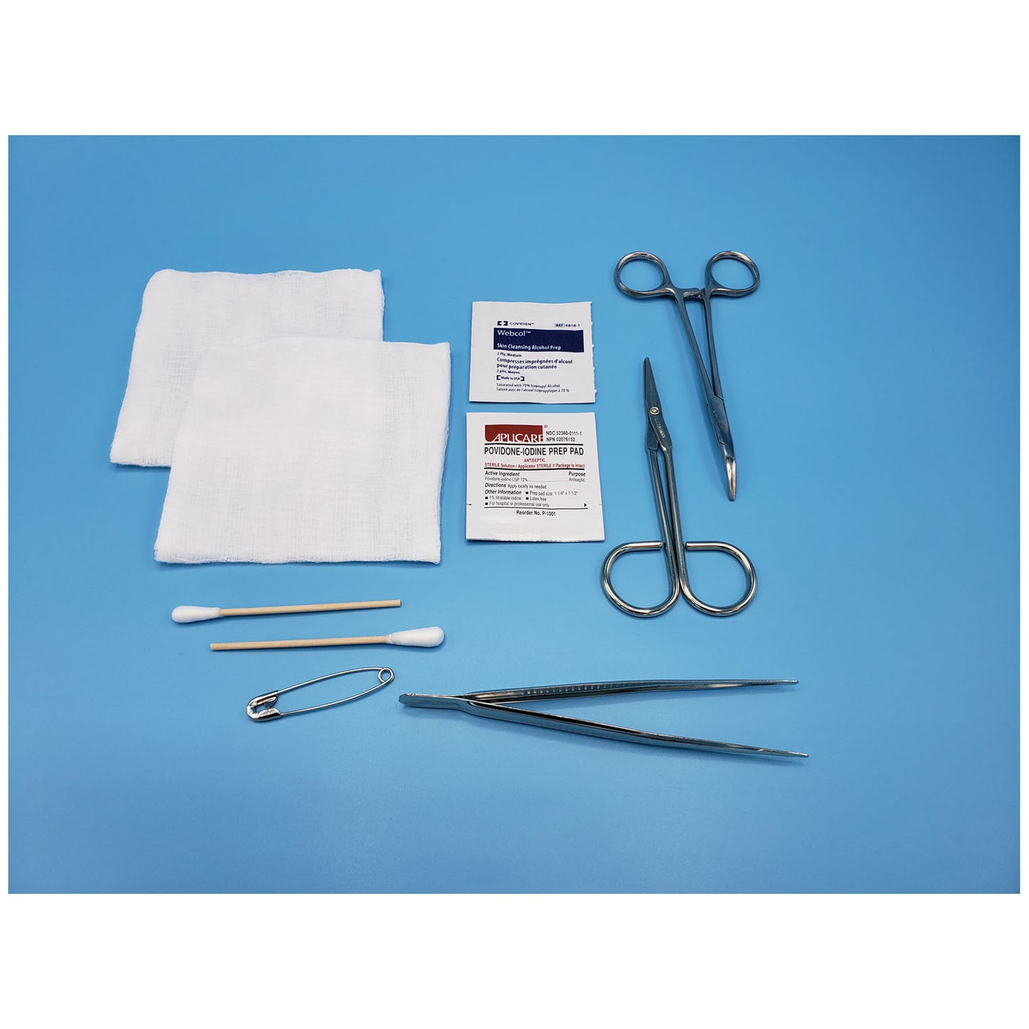 General Purpose Tray, Mosquito Hemostat & Fine Point Scissors, Sterile, 20/cs (curved)
