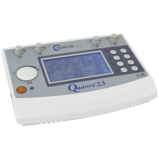 Electrotherapy Device, Includes: Device, Either Sets of Electrodes, Eight Sets of Rubber Electrodes with Sponges, Four Elastic Straps, Four Sets of Lead Wires, Two Connector Cables, Power Cord, and User Manual with Preset Protocol Guide, Basic Assembly Re