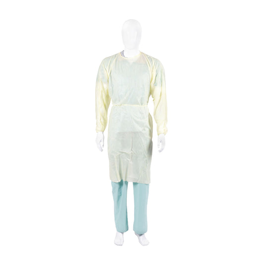 Cover Gown, SMS, with Ties, Yellow, Universal Size, 10/pk, 10 pk/cs (On Vendor Allocation - Availibility May Be Limited)
