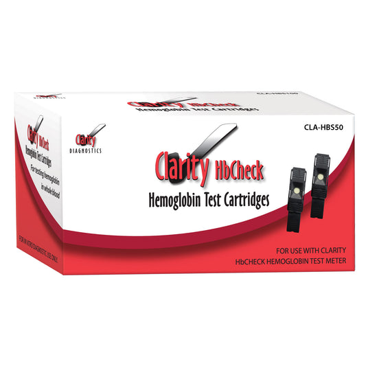 Clarity HbCheck Hemoglobin Strips, CLIA Waived, 50/bx , 60 Pipettes and Code Chip (Packaged 10 strips/vial - 5 Vials/bx) (1) (Not Available for Sale into Canada)