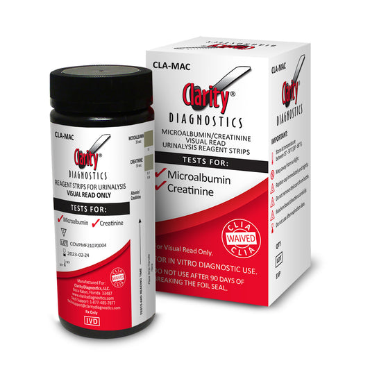 Clarity Visual Read ONLY, Micro-Albumin Creatinine Strips, 25strips/btl (Rx) (Made in USA)
