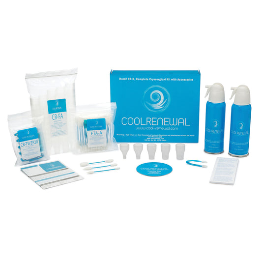 130 Freeze Kit, With Applicators, 2 170mL Canisters of Cryogen, 2 Extender Tubes, 60 Assorted Foam Tipped Applicators , 50 Isolation Funnels , 10 Skin Tag Tweezers, Instructions for Use, Patient Instructions Tear Pad, Applicato (20 Each Size) (10 Each Siz