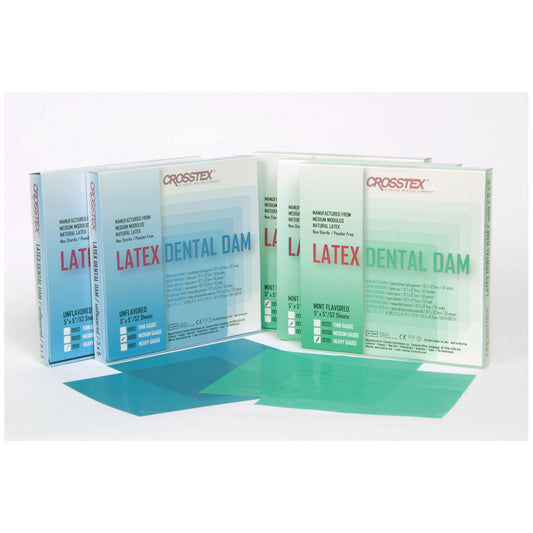 Dental Dam, Heavy, Green, 5" x 5", Mint, 52 sheets/bx