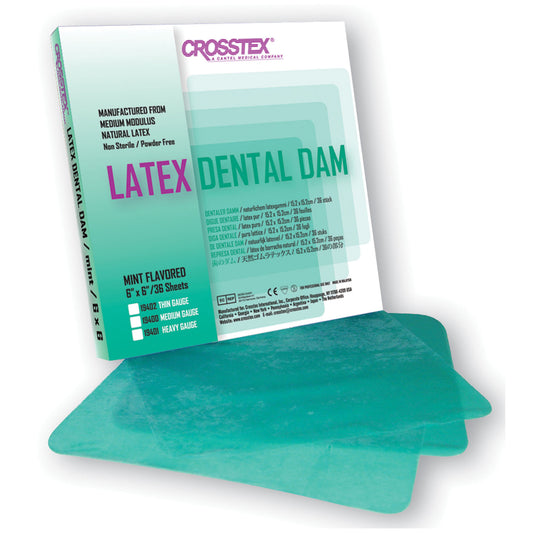 Dental Dam, Thin, Green, 6" x 6", Mint, 36 sheets/bx