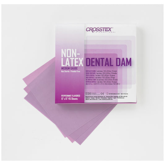 Dental Dam, Medium, Purple, 6" x 6", Peppermint, Latex Free , 15 sheets/bx (LF)
