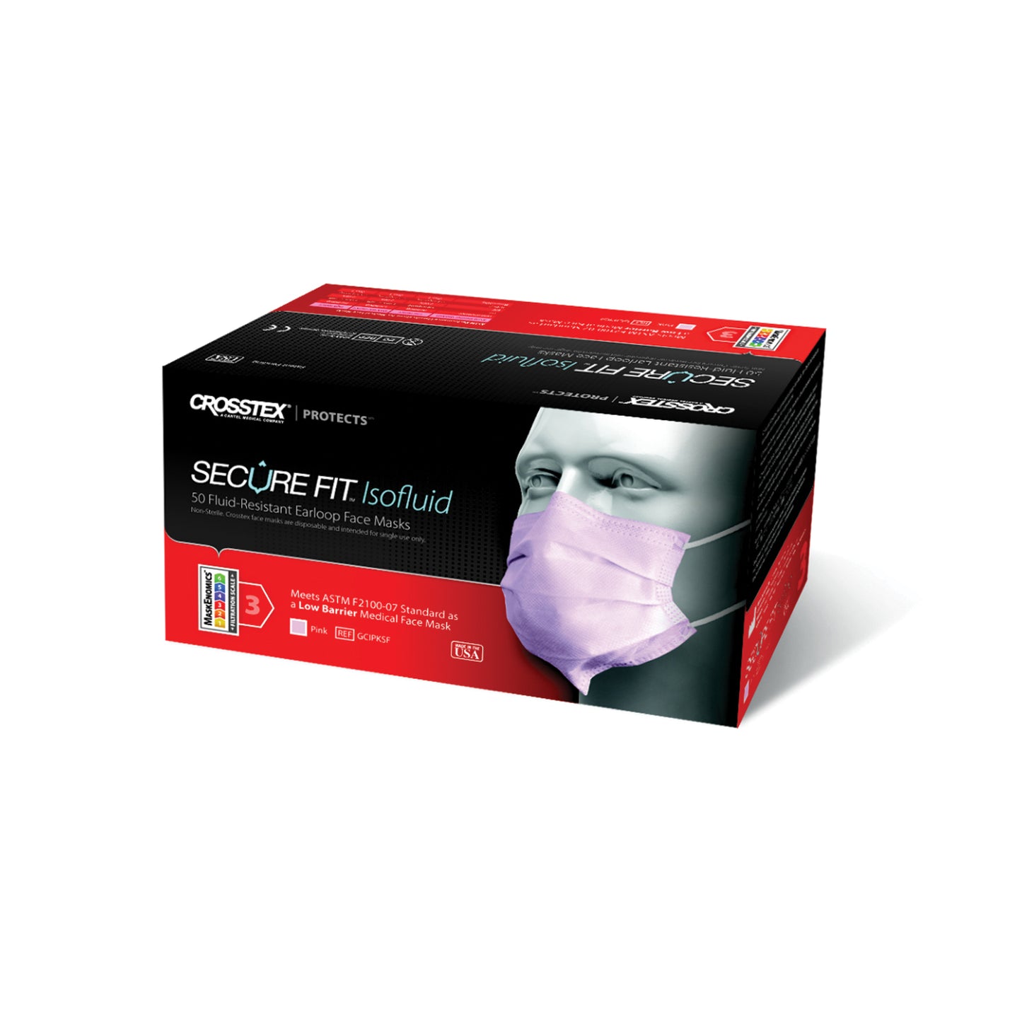 ASTM Level 1 Earloop Mask, Pink, 50/bx, 10 bx/ctn