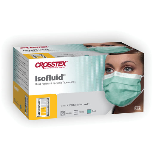 ASTM Level 1 Mask, Latex Free , Teal, 50/bx, 10 bx/ctn (LF)
