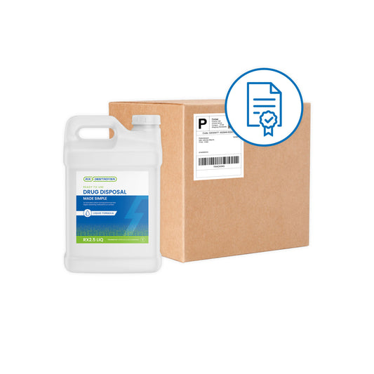 Rx Destroyer™ Liquid Meds Only Formula with Hardener Packets, 2.5 Gallon Bottle, 2 btl/cs