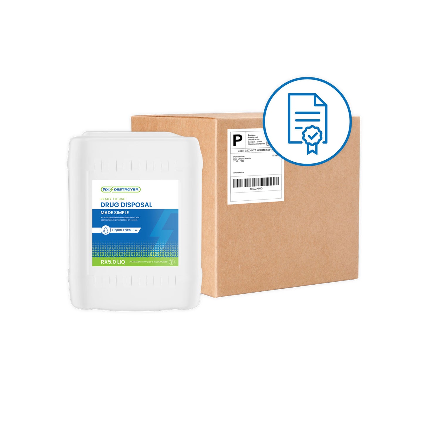 Rx Destroyer™ Liquid Meds Only Formula with Hardener Packets, 5 Gallon Container