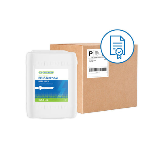 Rx Destroyer™ Liquid Meds Only Formula with Hardener Packets, 5 Gallon Container