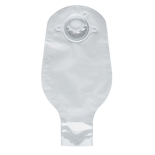 Drainable Pouch, 2-Piece, 12", 1-Sided Comfort Panel, Tail Clip, Filter, Transparent, 1 1/2" Flange, 10/bx