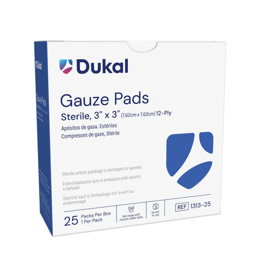 Gauze Pad, 3" x 3", 12-Ply, Sterile, 1/pk, 25 pk/bx, 24 bx/cs