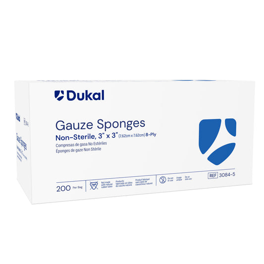 Gauze Sponge, 3" x 3", Non-Sterile, 8-Ply, 200/bg, 20 bg/cs