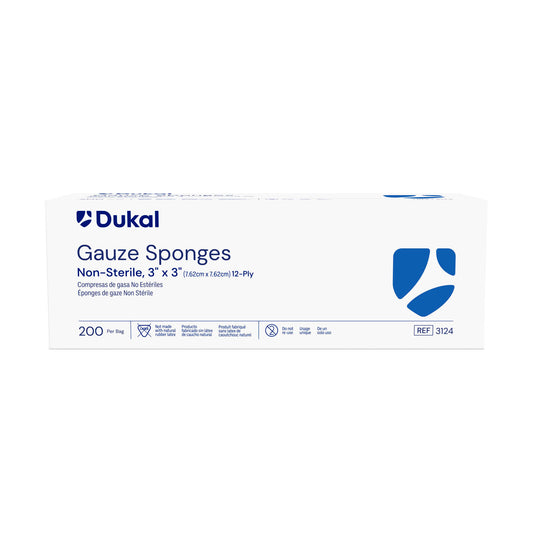 Gauze Sponge, 3" x 3", Non-Sterile, 12-Ply, 100/bg, 40 bg/cs