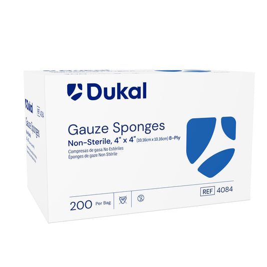 Gauze Sponge, 4" x 4", Non-Sterile, 8-Ply, 200/bg, 20 bg/cs (42 cs/plt)