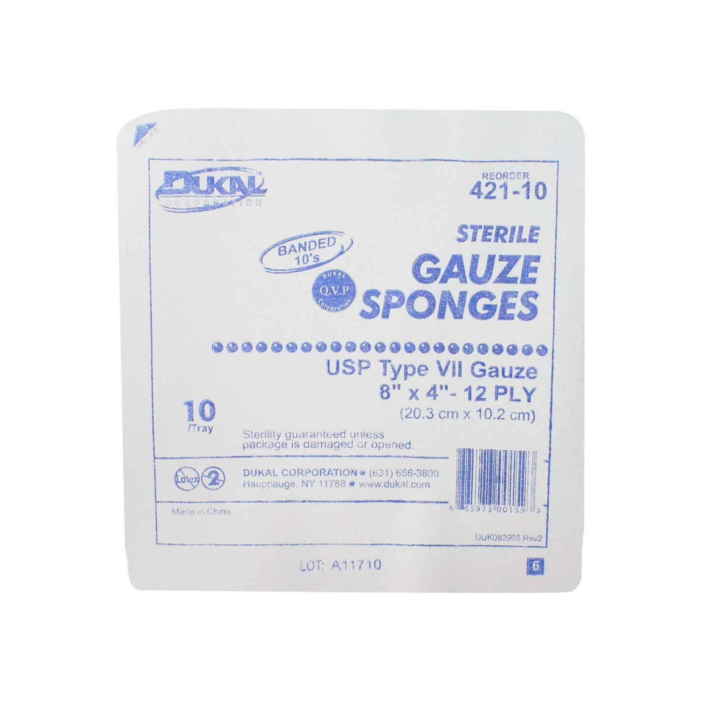 Gauze Sponge, 8" x 4", Type VII, 12-Ply, Sterile, 10/tray, 80 tray/cs