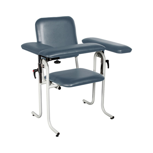 Blood Draw Chair with Flip Up Arm, Upholstered, Seat Dimensions: 18"W x 17"D x 19"H, Blue