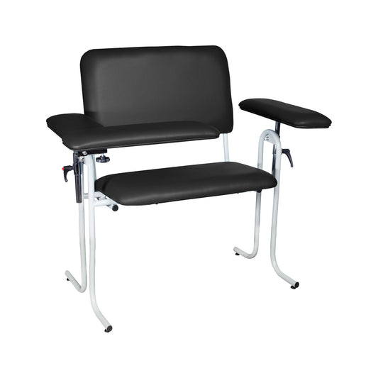 Blood Draw Chair with Flip Up Arm, Wide, Upholstered, Seat Dimensions: 32"W x 17"D x 19"H, Black