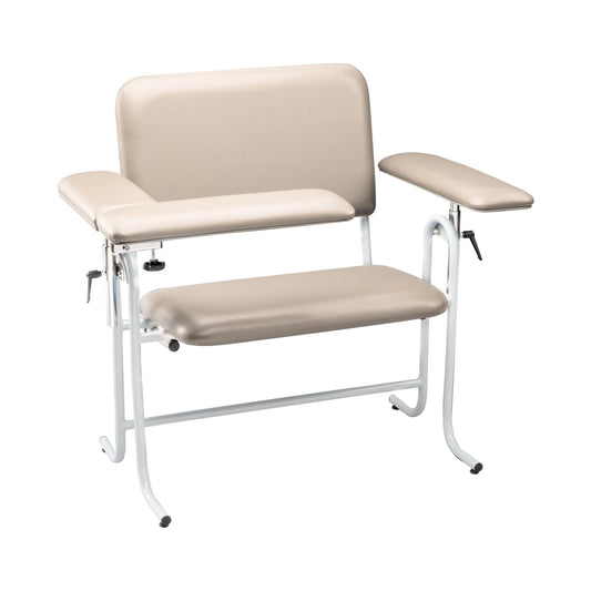Blood Draw Chair with Flip Up Arm, Wide, 700 lb Weight Capacity, Upholstered, Seat Dimensions: 32"W x 17"D x 19"H, Oatmeal