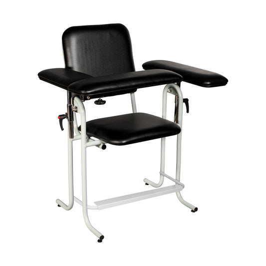 Blood Draw Chair, Steel Frame, 500 lb Weight Capacity, Tall, Upholstered, Black