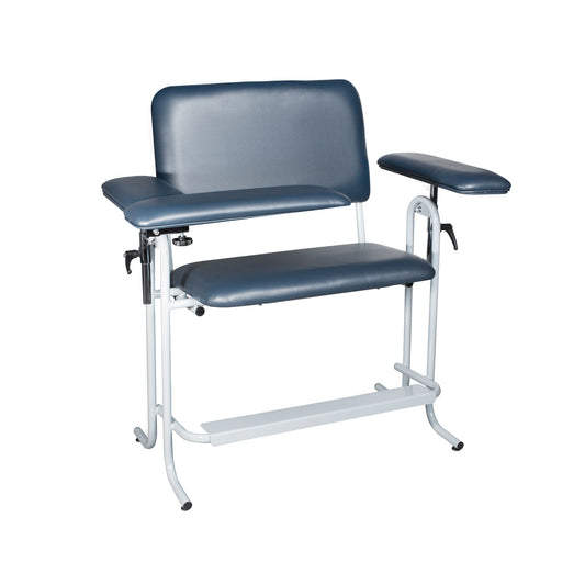 Blood Draw Chair with Flip Up Arm, Wide, 700 lb Weight Capacity, Tall, Seat Dimensions: 31"W x 17"D x 24"H, Upholstered, Blue