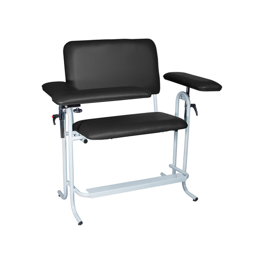 Blood Draw Chair with Flip Up Arm, Wide, 700 lb Weight Capacity, Tall, Seat Dimensions: 31"W x 17"D x 24"H, Upholstered, Black