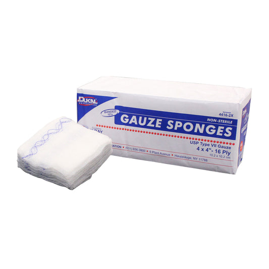 Gauze Sponge, 4" x 4", X-Ray Detectable Type VII, 16-Ply, Non-Sterile, 100/bg, 20 bg/cs
