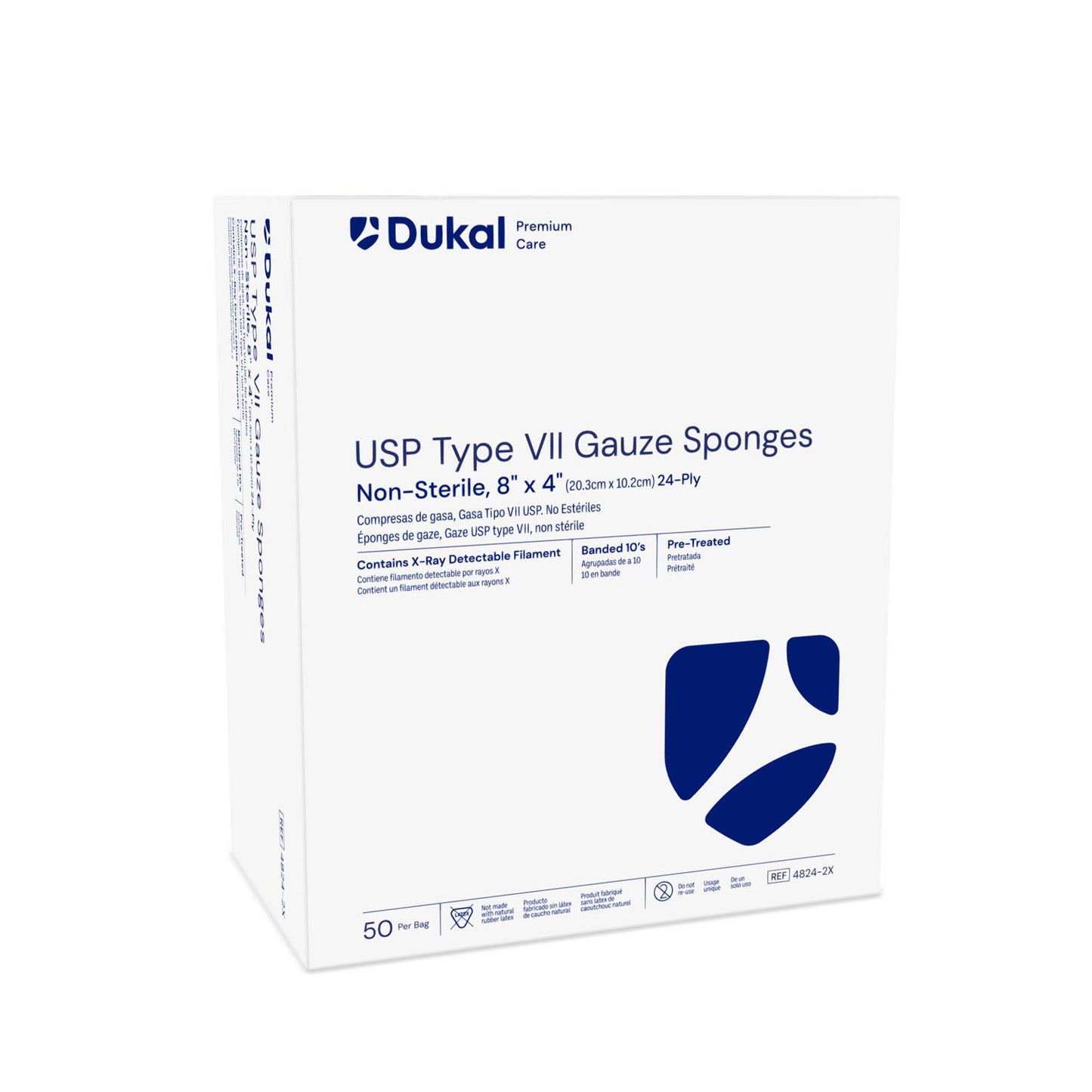 Gauze Sponge, 8" x 4" X-Ray Detectable Type VII, 24-Ply, Non-Sterile, 50/bg, 20 bg/cs