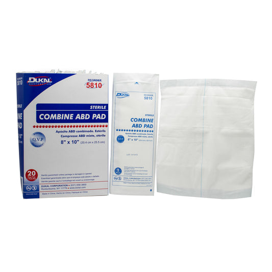 ABD Pad, 8" x 10", Sterile, 1/pk, 20 pk/tray, 16 tray/cs (18 cs/plt)