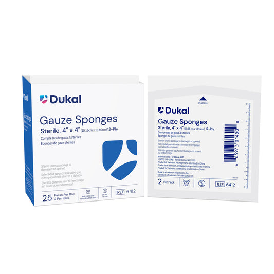 Gauze Sponge, 4" x 4", Sterile, 12-Ply, 2/pk, 25 pk/bx, 24 bx/cs