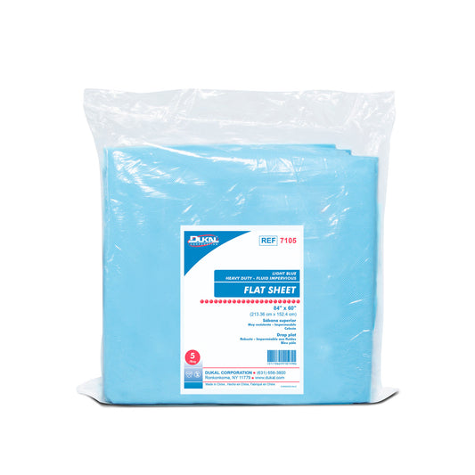 Fitted Sheet, Extra Heavy Duty Fluid Resistant, 74" x 30" x 22", Lt. Blue, 5/bg, 20 bg/cs