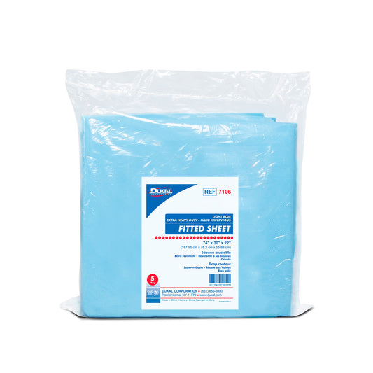 Fitted Sheet, Heavy Duty Fluid Impervious, 74" x 30" x 22", Lt. Blue, 5/bg, 10 bg/cs (28 cs/plt)