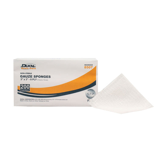 Gauze Sponge, 3" x 3", Non-Sterile, 8-Ply, 200/bg, 20 bg/cs