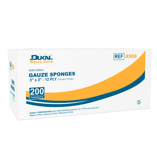 Gauze Sponge, 3" x 3", Non-Sterile, 12-Ply, 200/bg, 20 bg/cs (70 cs/plt)