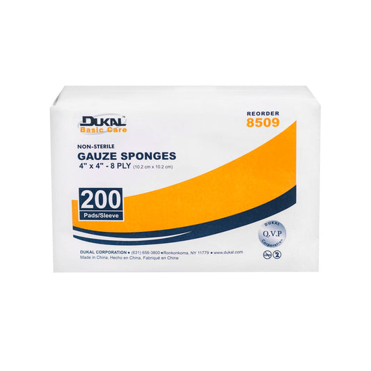 Gauze Sponge, 4" x 4", Non-Sterile, 8-Ply, 200/bg, 20 bg/cs (48 cs/plt)