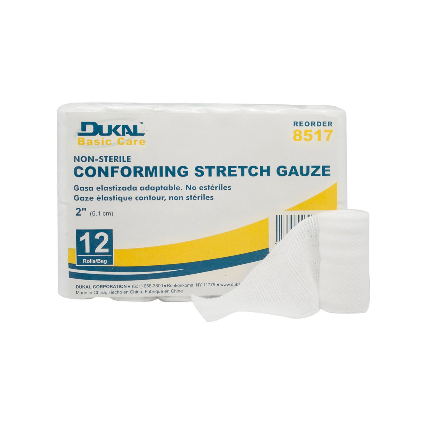 Conforming Stretch Gauze, 2" Non-Sterile, 12 rl/bg, 8 bg/cs