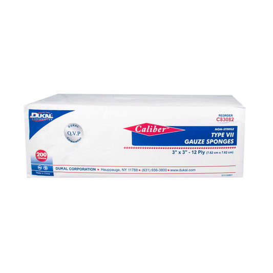 Gauze Sponge, Type VII, Non-Sterile, 3" x 3", 12-Ply, 200/bg, 20 bg/cs