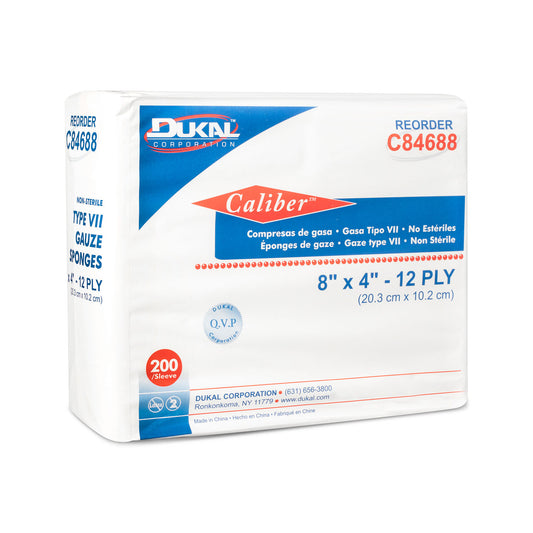 Gauze Sponge, Type VII, Non-Sterile, 8" x 4", 12-Ply, 200/bg, 10 bg/cs