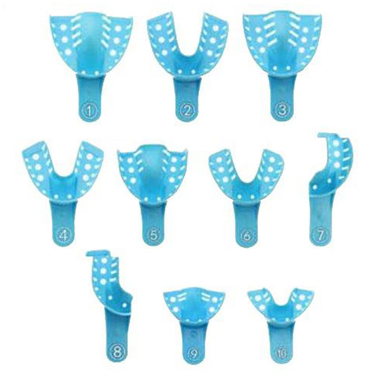 BLU-TRAY Impression Trays, Perforated Assorted , 12/bg (4pc med, 2 pc of each other size)